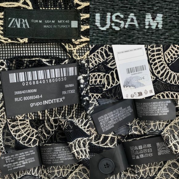 Zara Jacquard Shirt With Contrasting Details Top M Black Embroidery NEW - Picture 5 of 11